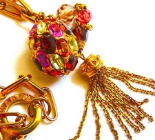 SWAROVSKI Signed Tutti Frutti Crystal Tassel Necklace