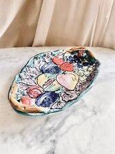 🍒 Plat Corbeille Fruit Peint À La Main Artisanal Art