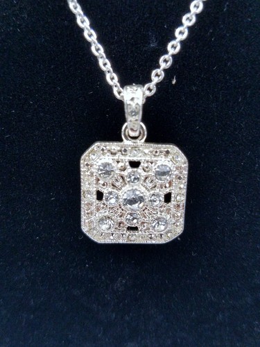 Elegant crusted square pendant - elegant,
