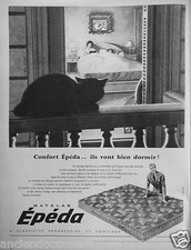 PUBLICITÉ 1958 MATELAS CONFORT ÉPÉDA ILS VONT BIEN DORMIR - CHAT - ADVERTISING