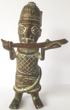 Statuette, statue en bronze du Bénin, Afrique, cire perdue.