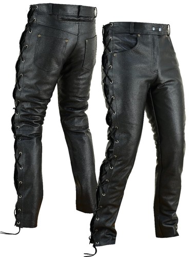 Pantalon moto cuir lacets - moto,