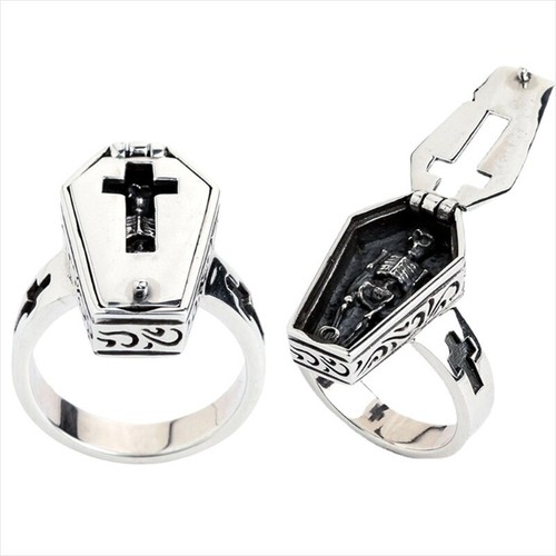 Bague tete mort cercuille - tete,