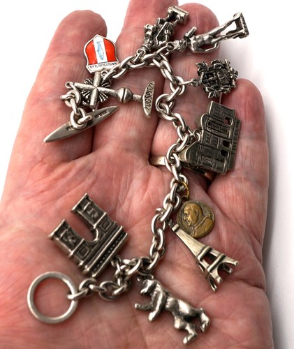 Sterling silver charm bracelet - silver,