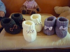 CHAUSSONS BEBE OU REBORN NEUFS LOT DE 3 PAIRES 0 - 6 MOIS 
