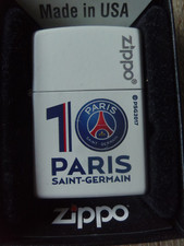 BRIQUET ZIPPO ESSENCE - PARIS SAINT GERMAIN 10 , PSG 2017 , BLANC LOGO TBE