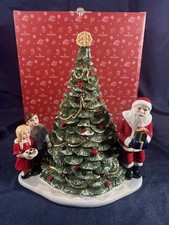 Grand photophore brûle parfum Villeroy & Boch en forme de sapin avec père Noël