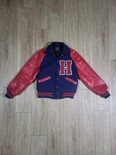 Blouson Teddy Vintage 90s Made in USA Taille XL Bleu & Rouge Campus Varsity