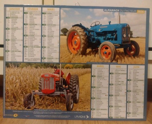 Calendrier poste 2026 - calendrier,