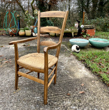 Fauteuil de campagne en frêne ou châtaigné sans le chat