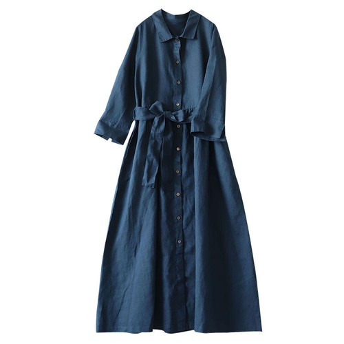 Femme lin coton chemise robe - lin,