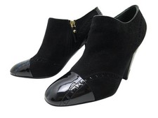 CHAUSSURES BOTTINES LOUIS VUITTON MIA ANKLE BOOTS 38.5 CUIR VERNIS & DAIM 1100€