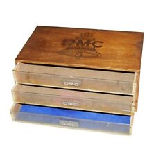 Ancien petit meuble de métier / layette de mercerie publicitaire DMC en bois