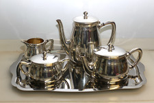 Service à café et thé en métal argenté Wiskermann ART DECO