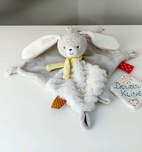 Doudou lapin blanc beige - doudou,