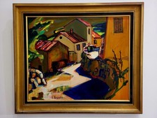 Tableau Georges Briata Peintre de Marseille, Olmi-capella en Corse. 1978