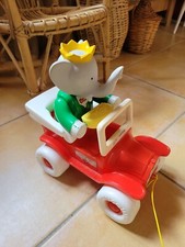 ANCIEN JOUET EDUCALUX VOITURE ELEPHANT BABAR PLASTIQUE