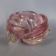 Centre de Table Verre Murano Bol Vide Poches Cendrier Rose Design Ans ‘70