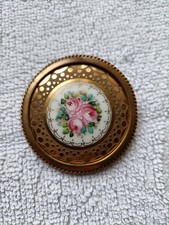 Ancienne broche en porcelaine de Limoges - Ribes - Art Déco 