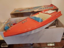 JEP canot Course Bateau Bassin Teleguidé Vintage 1970  Orange Et Blanc 