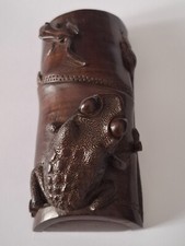 IKEBANA VASE JAPONAIS EN BOIS  / GRENOUILLE CRAPAUD SERPENT/ PIQUE FLEURS