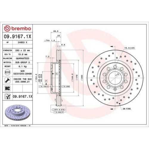 Disque frein brembo - de,