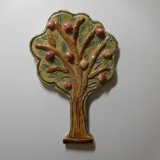 Pendentif mural miniature céramique barbotine arbre pommier art nouveau N7694