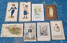 Lot de 5 images anciennes PIEUSES + 2 garçons + oiseaux dentelés