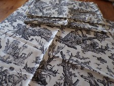 Lot de 3 pièces Toile de Jouy décors personnages  coton noir et blanc ( ref 42 )