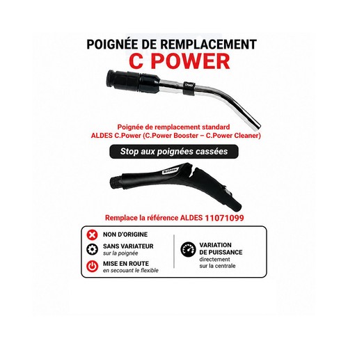Poignée remplacement aldes - poignée,