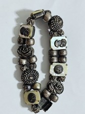 Ancien Bracelet Vintage En Argent Et Nacre