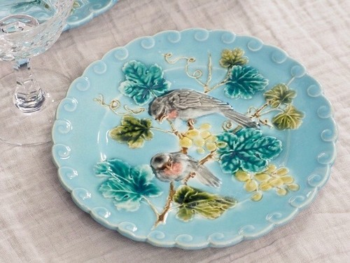 Assiette barbotine oiseaux - assiette,