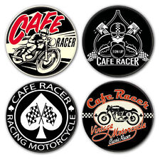 Lot de 4 badges CAFE RACER - Ton-up Triumph Triton BSA Motorcycle Biker Vintage