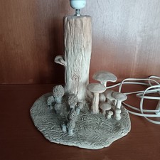 Lampe En Terre Crue Forme Champignon, Fait Main, Tronc D'arbre, Morilles 