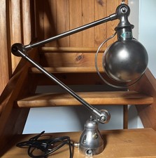 Lampe JIELDE polie graphite avec 2 bras de 40 cm - entièrement restaurée - TBE