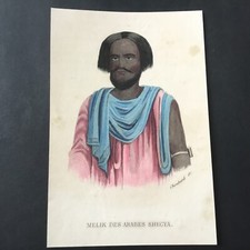 Gravure XIXè Choubard Melik des Arabes Shegya Etching 19thC