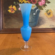 Vase soliflore opaline bleue pierre en verre