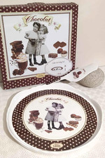 service a gâteau en porcelaine Chocolat vintage