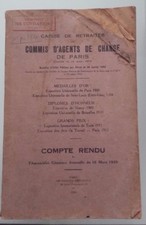 CAISSE RETRAITE COMMIS D AGENTS DE CHANGE COMPTE-RENDU 1930 PARIS ABE