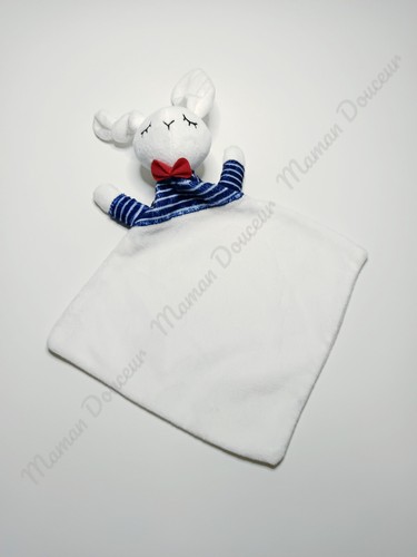 Doudou plat lapin blanc - plat,