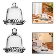 Présentoir à gâteaux en verre transparent avec cloche en verre, plat rond