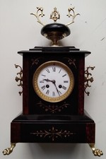 PENDULE NAPOLÉON III EN Marbre Noir, Bronze Et Laiton 