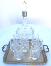 Service liqueur cristal taille facettes flacon argent cristal 