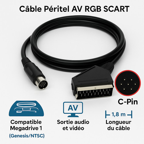Câble péritel rgb scart - câble,