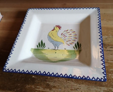 PLAT CARRÉ FAÏENCE DE CHAROLLES 23 CM (DÉCOR COQ)