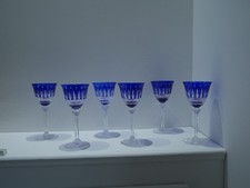 6 verres à vin / eau Rhin cristal roemer Tommy Saint ST Louis bleu foncé 19.9 cm