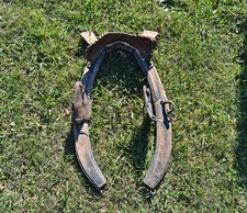 Harnais collier de Cheval ancien attelage western vintage cuir