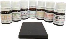 7 Réactifs à tester Or 9k 14k 18k 19.2 24k + Argent + Platine + Pierre de Touche