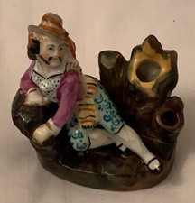 Antique 19th century pottery Staffordshire figural vase of a hand coloured young