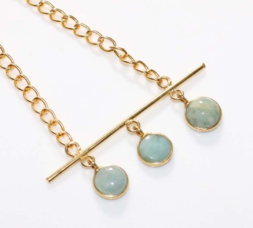 Collier larimar doré plaqué - collier, doré,